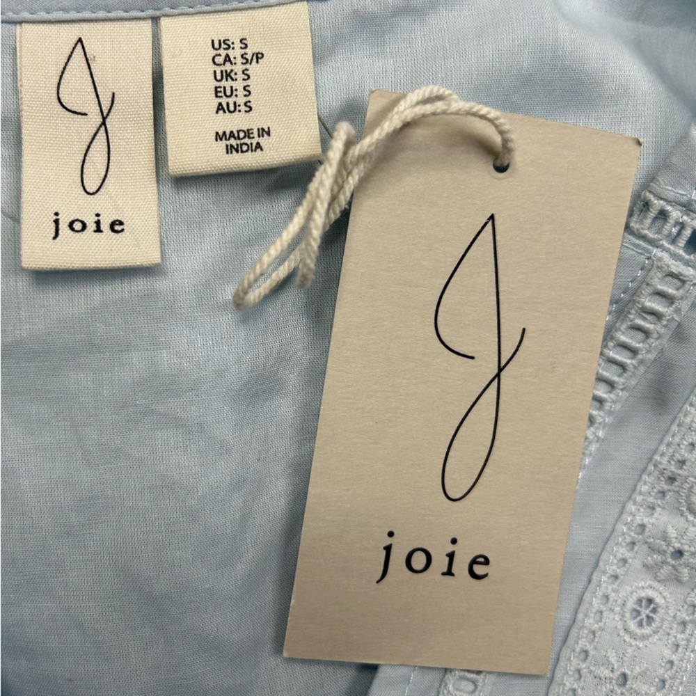 NEW Joie Blue Eyelet Lace Trim Dress S Coquette Girl Delicate Cottagecore Dainty - Picture 11 of 11